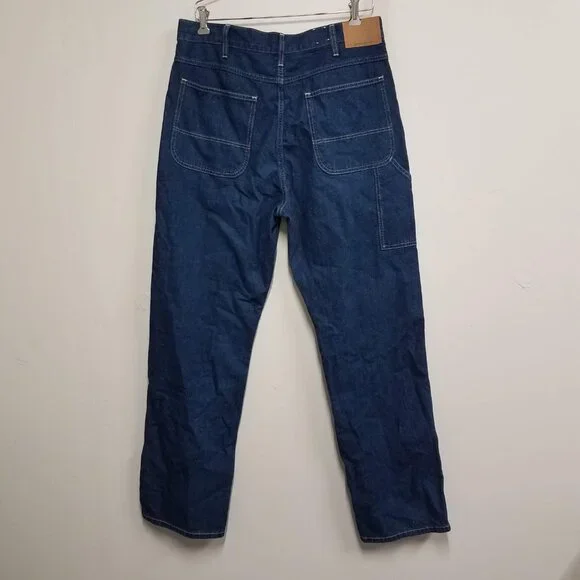 Wallace & Barnes J Crew Carpenter Jeans 32 Japanese Bright Washed Indigo CG755